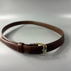 Henry Grethel Embossed Calfskin Belt, Size 38/95, Brown
